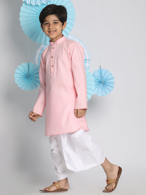 Vastramay Boys Pink Kurta And Dhoti Set