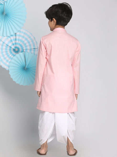 Vastramay Boys Pink Kurta And Dhoti Set