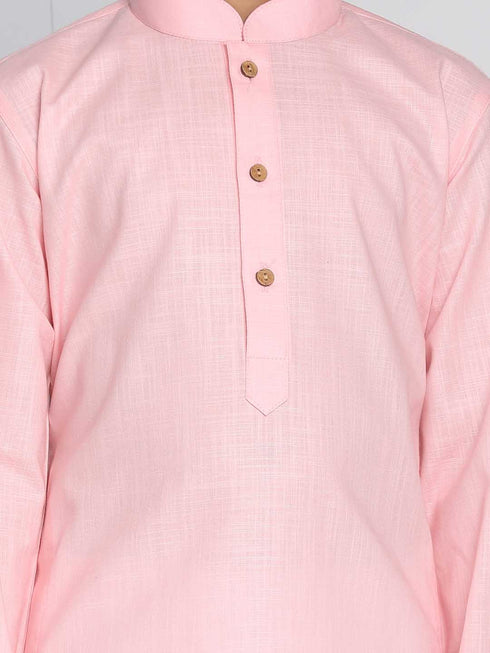 Vastramay Boys Pink And White Kurta Pyjama Set