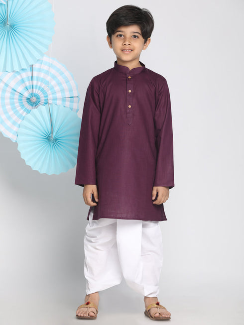 Vastramay Boys Purple Kurta And Dhoti Set