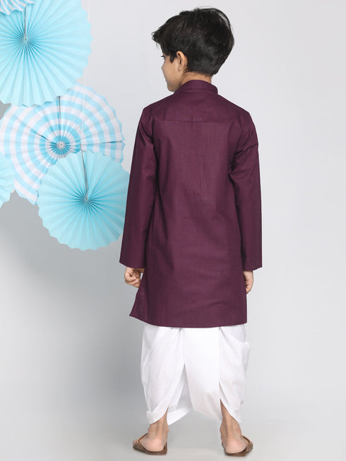 Vastramay Boys Purple Kurta And Dhoti Set