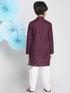 Vastramay Boys Purple And White Kurta Pyjama Set
