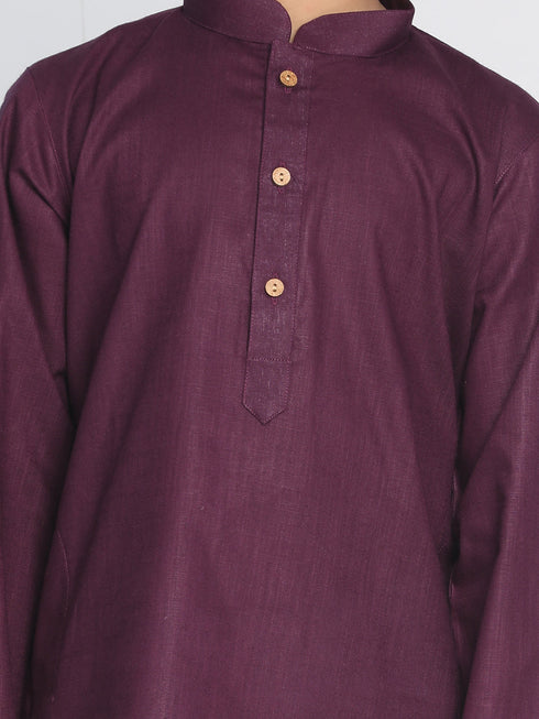 Vastramay Boys Purple And White Kurta Pyjama Set