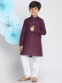 Vastramay Boys Purple And White Kurta Pyjama Set