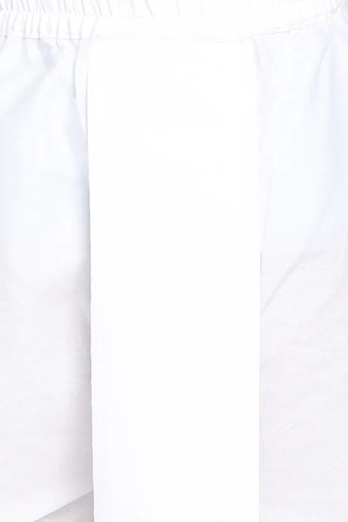 VASTRAMAY White Cotton Baap Beta Kurta Dhoti Set