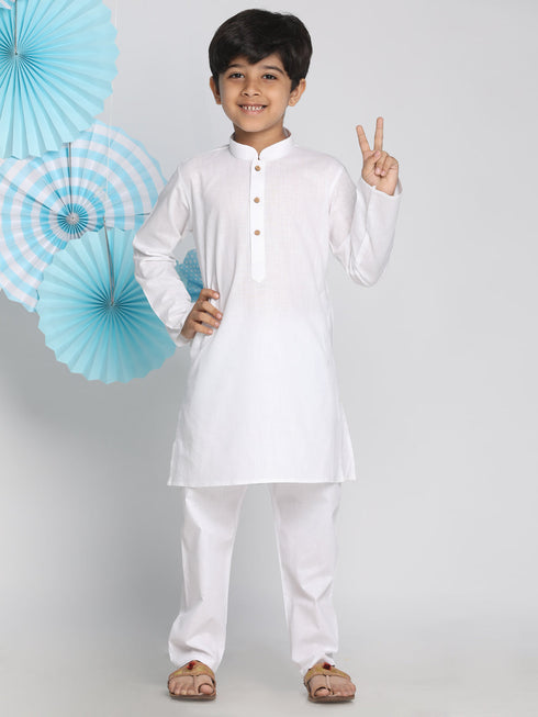 Vastramay Boys' White Kurta Pyjama Set
