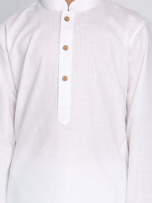 Vastramay Boys White Kurta Pyjama Set With Prayer Cap