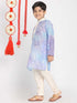 Vastramay Boys' Blue And Cream Kurta Pyjama Set