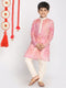 Vastramay Boys' Pink And Cream Kurta Pyjama Set