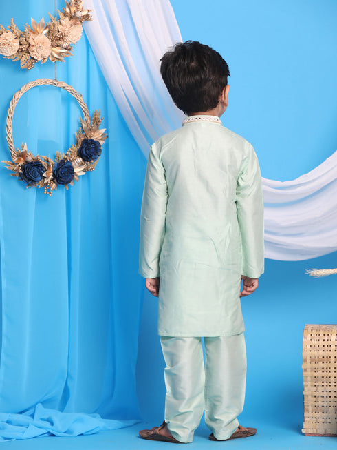 Vastramay Mint Green Color Viscose Kurta Pyjama Siblings Set