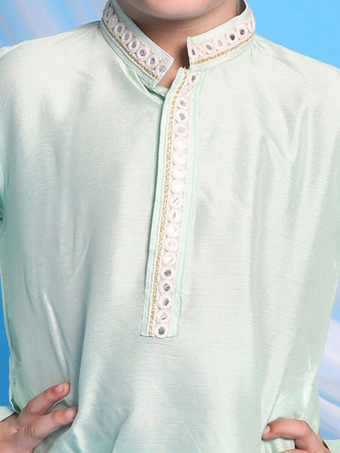 Vastramay Mint Green Color Viscose Kurta Pyjama Siblings Set