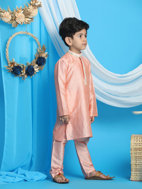 Vastramay Pink Color Viscose Kurta Pyjama Siblings Set