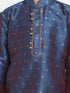 Vastramay Boys' Deep Blue Cotton Silk Blend Kurta and Rose Gold Dhoti Pant Set