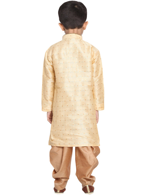 Vastramay Silk Blend Gold And rose Gold Woven Sibling Set
