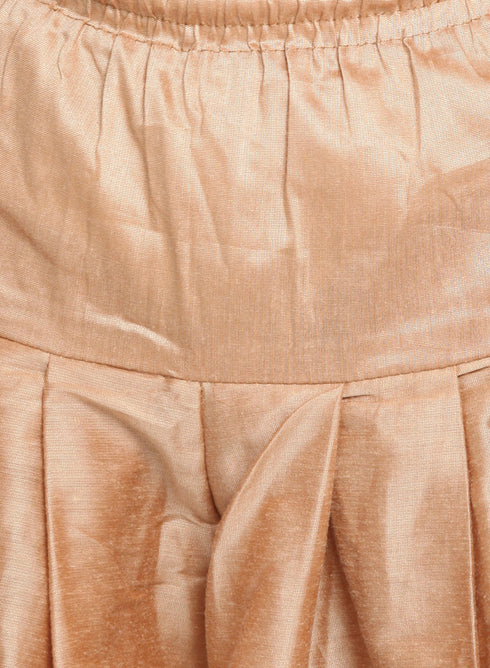 Vastramay Silk Blend Gold And rose Gold Woven Sibling Set