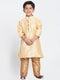 Vastramay Boys' Gold Cotton Silk Blend Kurta and Pyjama Set