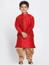 Vastramay Boys' Maroon Cotton Silk Blend Kurta and Dhoti Pant Set