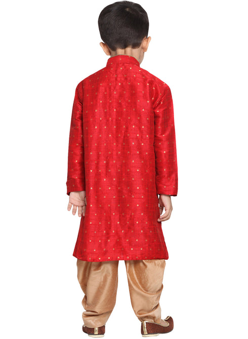 Vastramay Silk Blend Maroon Woven Sibling Set