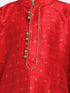 Vastramay Boys' Maroon Cotton Silk Blend Kurta and Pyjama Set