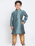 Vastramay Boys' Blue Cotton Silk Blend Kurta and Pyjama Set