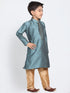 Vastramay Boys' Blue Cotton Silk Blend Kurta and Pyjama Set