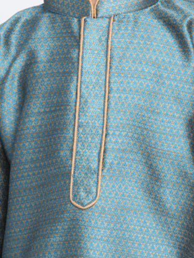 Vastramay Boys' Blue Cotton Silk Blend Kurta and Pyjama Set