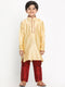 Vastramay Boys' Gold Silk Blend Kurta and Pyjama Set