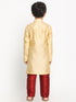 Vastramay Boys' Gold Silk Blend Kurta and Pyjama Set