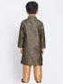 Vastramay Boys' Black Cotton Silk Blend Kurta and Pyjama Set