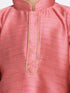 Vastramay Boys' Pink Cotton Silk Blend Kurta and Pyjama Set