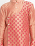 Vastramay Pink Silk Blend Ethnic Print Kurta Pyjama Sibling Set