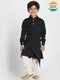 Vastramay Boys' Black Cotton Satin Blend Kurta and Pyjama Set