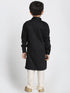 Vastramay Boys' Black Cotton Satin Blend Kurta and Pyjama Set