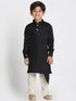 Vastramay Boys' Black Cotton Satin Blend Kurta and Pyjama Set