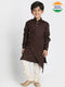 Vastramay Boys' Brown Cotton Silk Blend Kurta and Pyjama Set