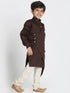 Vastramay Boys' Brown Cotton Silk Blend Kurta and Pyjama Set