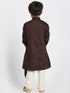 Vastramay Boys' Brown Cotton Silk Blend Kurta and Pyjama Set