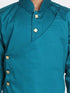 Vastramay Boys' Green Cotton Silk Blend Kurta and Pyjama Set