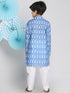 Vastramay Boys Traditional Ikkat Print Flat Collar Kurta And Pyjama Set