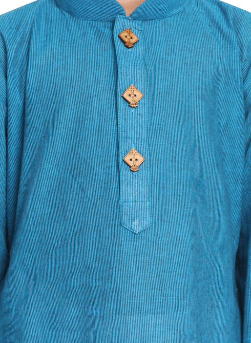 Vastramay Boys Aqua Blue Handloom Pure Cotton Kurta