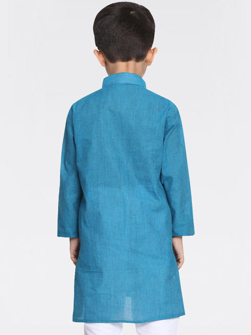 Vastramay Boys Aqua Blue Handloom Pure Cotton Kurta