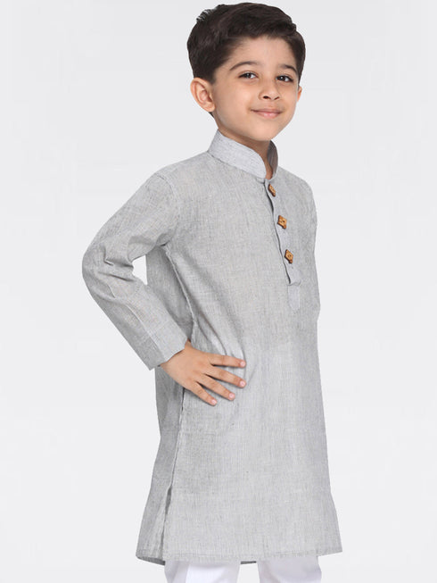 Vastramay Boy's Grey Handloom Pure Cotton Kurta