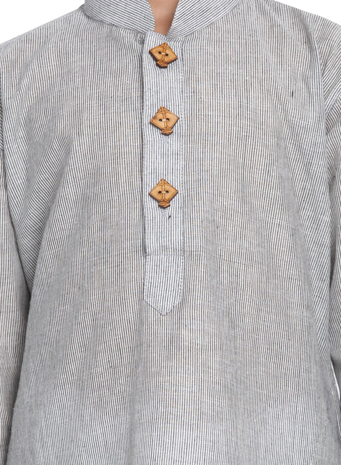 Vastramay Boy's Grey Handloom Pure Cotton Kurta