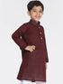 Vastramay Boy's Maroon Handloom Pure Cotton Kurta