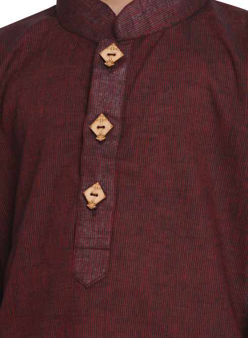Vastramay Boy's Maroon Handloom Pure Cotton Kurta