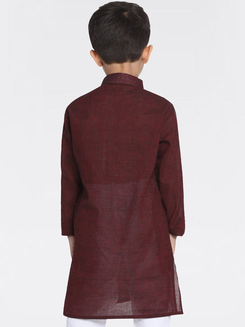 Vastramay Boy's Maroon Handloom Pure Cotton Kurta