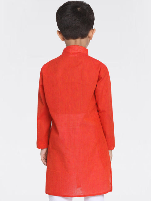 Vastramay Boy's Red Handloom Pure Cotton Kurta