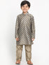 Vastramay Boy's Chiku Brown Printed Kurta With Pyjama Set