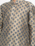 Vastramay Brown Silk Blend Ethnic Print Kurta Pyjama Sibling Set