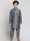 Vastramay Boy's Grey Printed Kurta With Pyjama Set